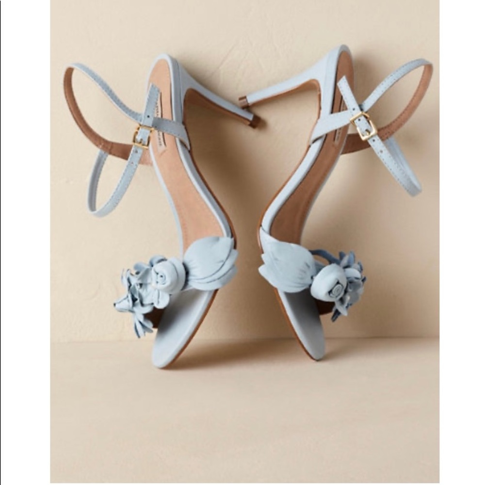 BHLDN Raphaella Booz Blue Bloomed Heels 7 Bridal